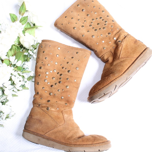 UGG Shoes - UGG Studded Tall Boots in Chestnut SZ 7